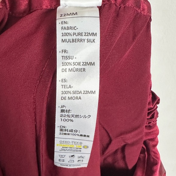 LilySilk 100% Silk Mulberry Pure Womens Wide Leg Pants Burgundy Womens Small S - Picture 8 of 15